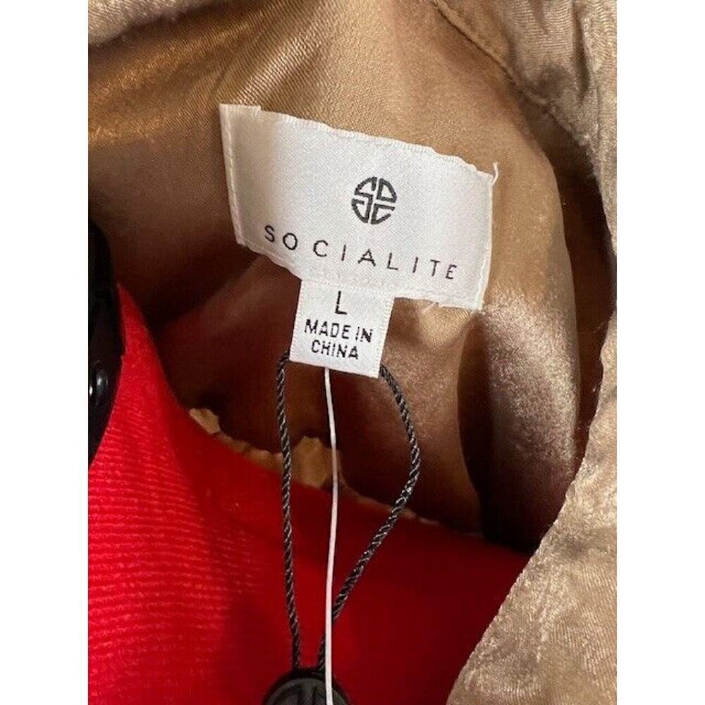 Socialite Dress Large Cocoa Womens Button Down Short Sleeve Dress - Picture 7 of 9